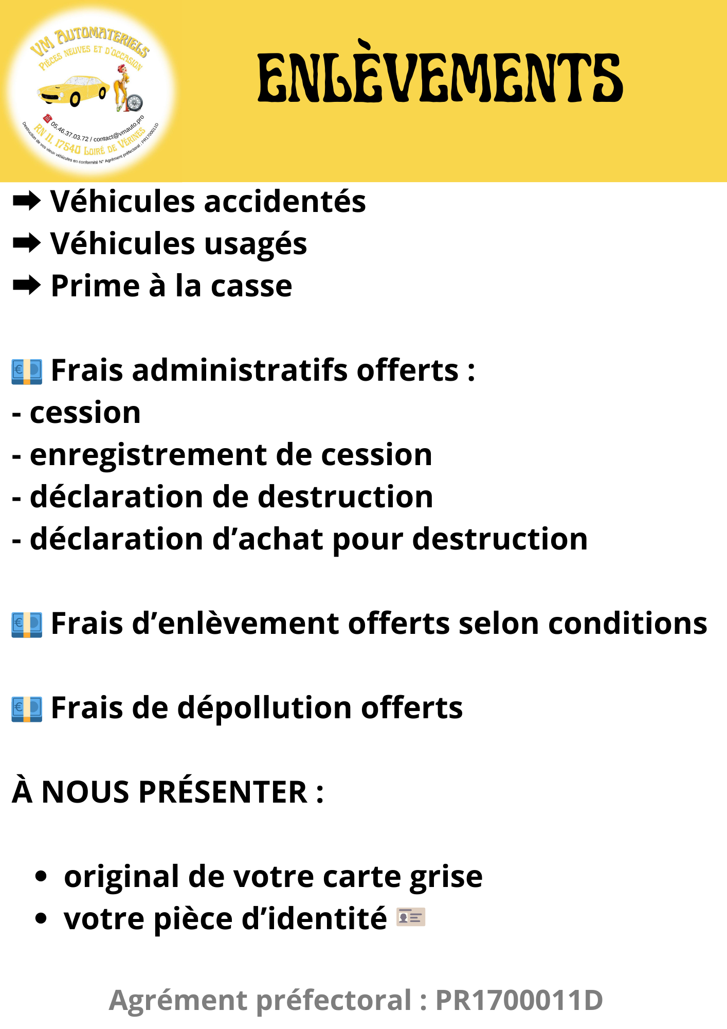 Tarifs enlvement